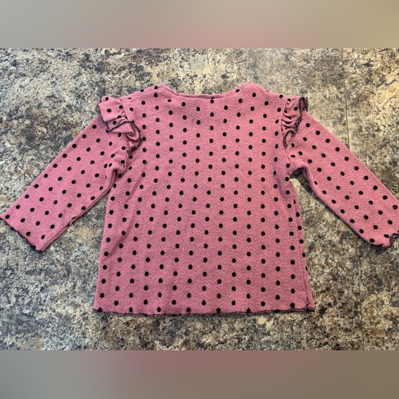 Zara Baby Dark Pink Polka Dot Ruffle Long Sleeve Shirt - Picture 3 of 3